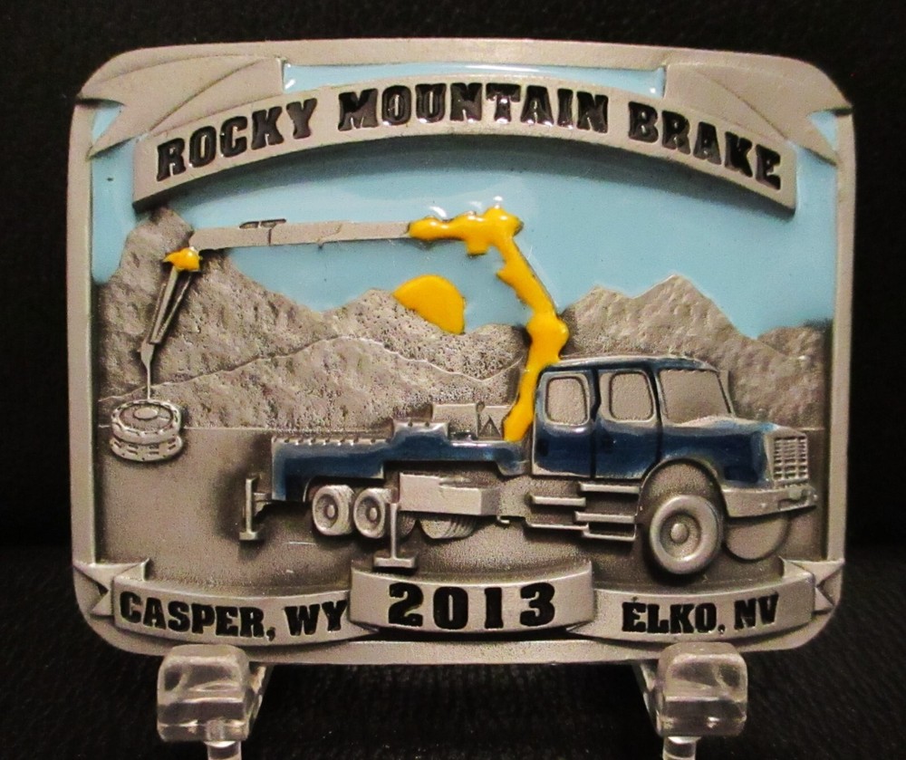 Rocky Mountain Brake Rock Drill Truck 2013 Pewter Belt Buckle Casper WY Elko NV