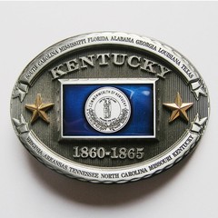 PATRIOTIC BLUEGRASS STATE OF KENTUCKY FLAG BELT BUCKLE