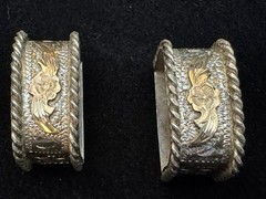 Sterling Silver 10K Gold Overlay Western 4 Pc Belt Buckle Set GN34 Mexico