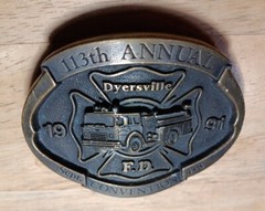 Fire Department Firefighter Fireman Firetruck Belt Buckle 1991 Responder VINTAGE