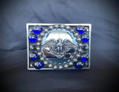 Eagle Americana Industrial Mirror Blue Balls Belt Buckle OOAK Darren McNeese