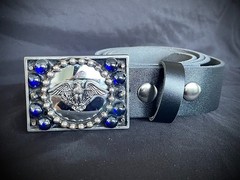 Eagle Americana Industrial Mirror Blue Balls Belt Buckle OOAK Darren McNeese