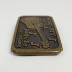 Vintage Nashville Tennessee Music City USA Belt Buckle Guitar Music Notes Brass