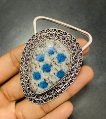 K2 Azurite Gemstone 925 Sterling Silver Handmade Belt Buckles Vintage Gift For