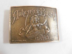 ANHEUSER BUSCH BUDWEISER BELT BUCKLE LADY FIGURINE