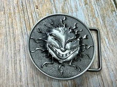 Flaming Sun Solar Flare Grinning Creepy Smile Novelty Belt Buckle by Buckle Rage