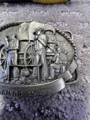 Vintage Arroyo Grande American Cowboy Belt Buckle Mens Silver Western 80s