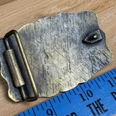 Masonic Belt Buckle Mens Gold Tone Metal Square Compass G Western Antique Finish