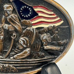 Vintage Washington Crossing the Delaware Brass Belt Buckle Patriotic Americana