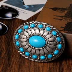 Men&rsquo;s Women&rsquo;s Vintage Cow Skull Turquoise Belt Buckle Western Cowboy Accessories