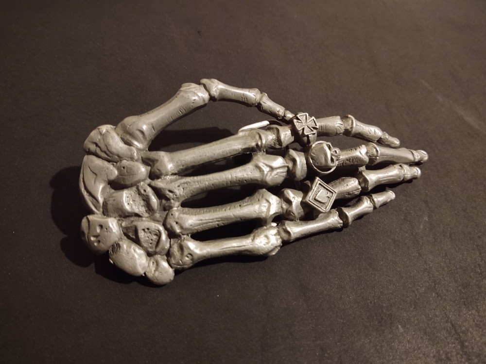 Rare Vintage 1993 Pagan Made In England Skeleton Death Hand Belt Buckle Rare 6”