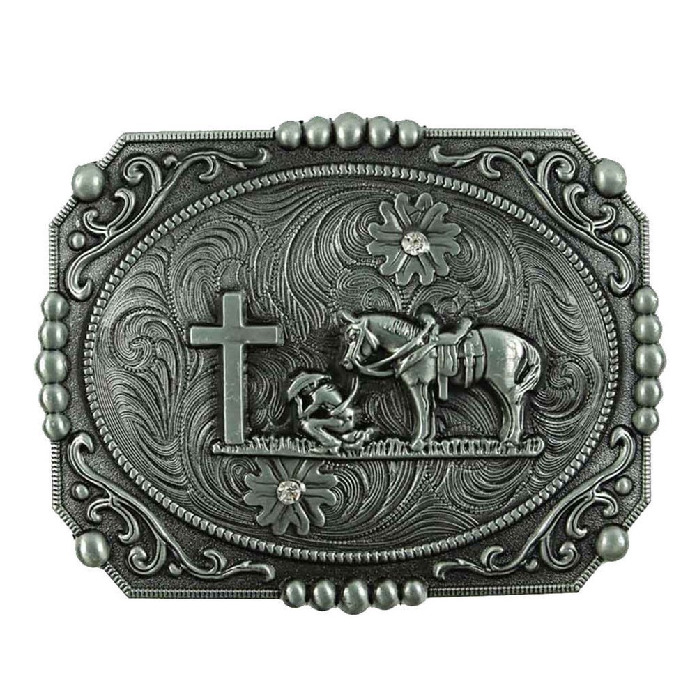 ✖ WESTERN STEER Cross Cowboy Horse Faith Rodeo Style Large Belt Buckle Buck ✖USA