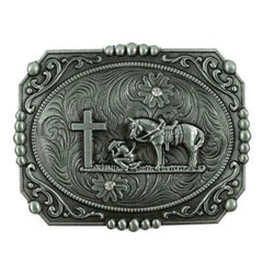 ✖ WESTERN STEER Cross Cowboy Horse Faith Rodeo Style Large Belt Buckle Buck ✖USA