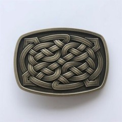Cross Celtic Keltic Knot Rectangle Bronze Plated Metal Belt Buckle