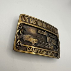 Case IH US Custom Harvesters Campaign 1992 Brass Belt Buckle Cowboy Western Farm