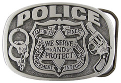 BELT BUCKLES Police Law Enforcement Silver Gray Oval Profession Occupation NWOT!