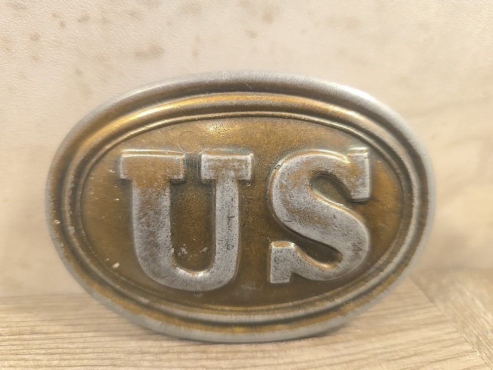 Civil War US Union Belt Buckle Brass Replica Vintage Oval