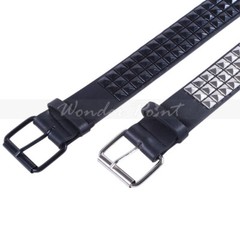 Studded 3 Row Silver Pyramid Made Belt Leather Punk Rock Gothic