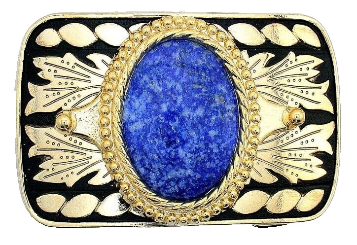Lapis Lazuli 40×30 Oval Cabochon Gemstone Gold Color Belt Buckle EPBB178/9224