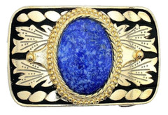 Lapis Lazuli 40×30 Oval Cabochon Gemstone Gold Color Belt Buckle EPBB178/9224