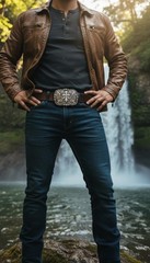 NEW Men Women Western Belt Buckle Rusty Silver Metal Cross Religious Jeans Pants