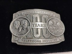 Vintage Lewis of Chicago Telephone Industry Belt Buckle 100 Years 1876-1976 USA