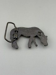 Sculptural Grazing Horse Belt Buckle Equestrian Bronze Tone