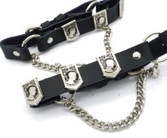 Motorcycle Leather Biker Unisex Boot Straps Chain Buckle Women Men PAIR Pow Mia