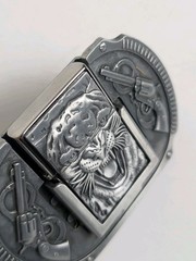 Zorro Brass Tiger Lighter Belt Buckle Western Revolvers Handcuffs New