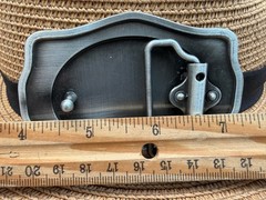 Simple Western Cowboy Antiqued Silver Rectangle Floral Belt Buckle