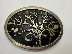 Tree Of Life =Black Enamel Oval Hippy Vibe Belt Buckle To Paint Restore