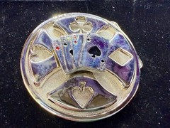Four Aces Poker Cards Gambling Casino Silver Color Large Spinner Belt Buckle