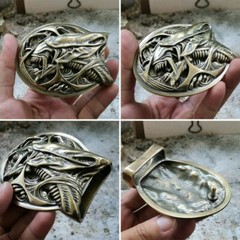 Handmade Brass AVP Alien Belt Buckle Mens Biker Punk Accessory TA301A