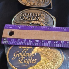 NRA Golden Eagles Men’s Western Oval Metal Belt Buckles Lot of 2, 1.75in