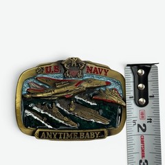 Vintage US Navy Anytime Baby 1983 The Great American Buckle Co Belt Buckle Mens