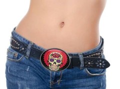 Mexican Sugar Skull Tattoo Art Men Women Handmade Belt Buckle