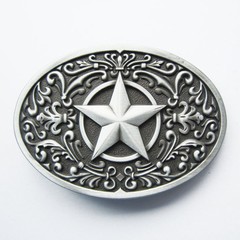 Antique Silver Southwest Star Western Oval Belt Buckle also Stock in the US