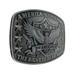 America&rsquo;s Freedom Belt Buckle 2nd Amendment Antique Silver Eagle Shield Stars