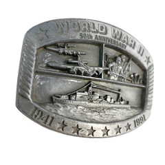 Vintage World War II 50th Anniversary Belt Buckle 1941 1991 532/10000