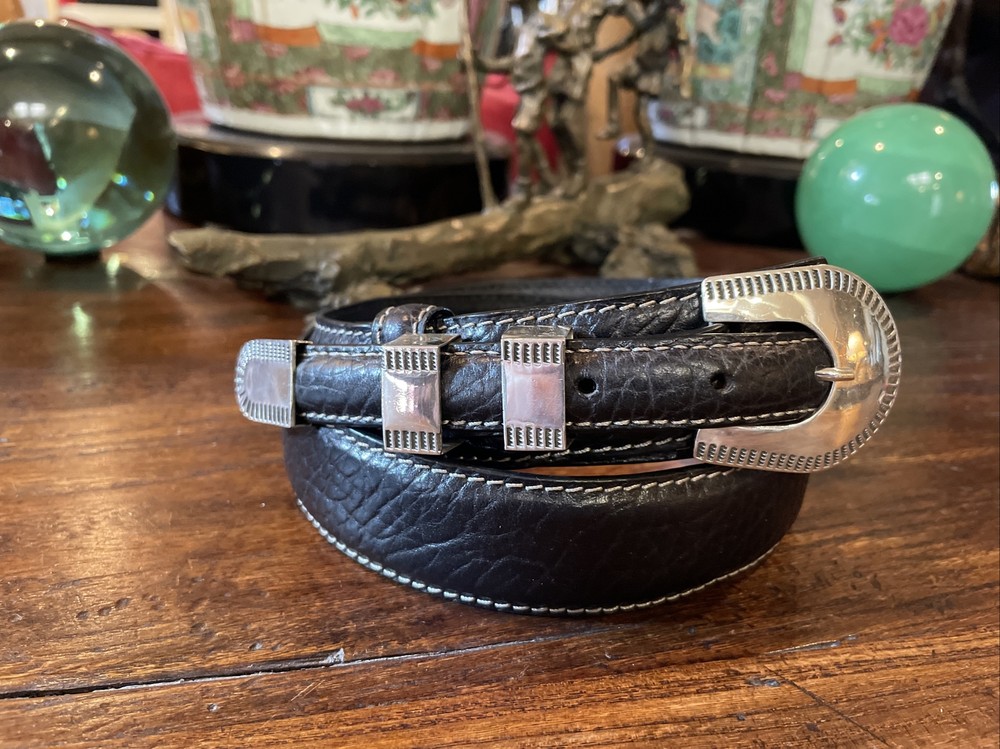 Navajo Carla Nunez James Reid Dgn Sterling Silver Belt Buckle 33-35”-1.3/8”🦬✅