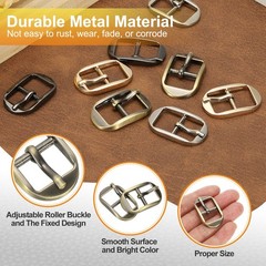 6 Pcs 0.6 Inch Single Prong Buckles Oval Center Bar Buckles, Bronze