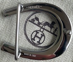 Hermes Buckle Waist Belt 38mm Plated Silver Hermès Fer à Cheval horseshoe-shaped
