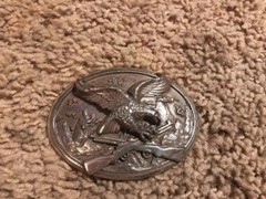 Flying Eagle Purched Guns belt buckle NRA Silver Color