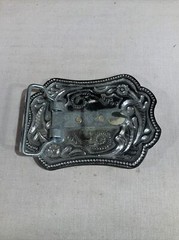 VINTAGE ANTIQUE METAL BELT BUCKLE Silver Tone Flying Eagle Bird