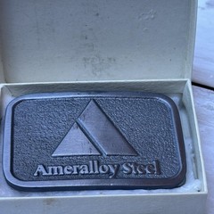 Ameralloy Steel Belt Buckle Mens Gray Metal Logo Promotional Souvenir Made USA