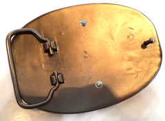 Belt Buckle Silver Tone Metal with Novelty Bottle Opener 4.25 In Wide Red Accent