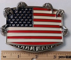 Belt Buckle Patriotic USA Flag With Eagle Claws. Zinc Alloy 1.5&Prime; Belt Swivel
