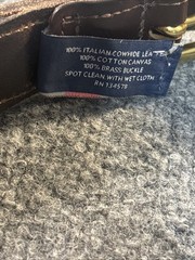 Vineyard Vines Belt Mens 32 Navy Blue Red Italian Cowhide Canvas Brass Buckle