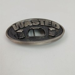 Kalan WASTED Silver Belt Buckle With Built In Bottle Opener Foaming Beer Mugs