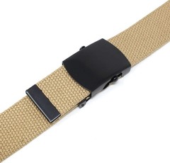 Canvas Web Belt Military Style with Black Buckle and Tip 56&Prime; One Size, Khaki